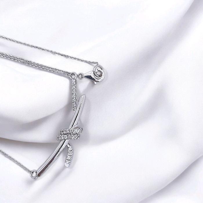 Knot Diamond Necklace 18K / Diamond Jewelry-390KBD5131SD-HT