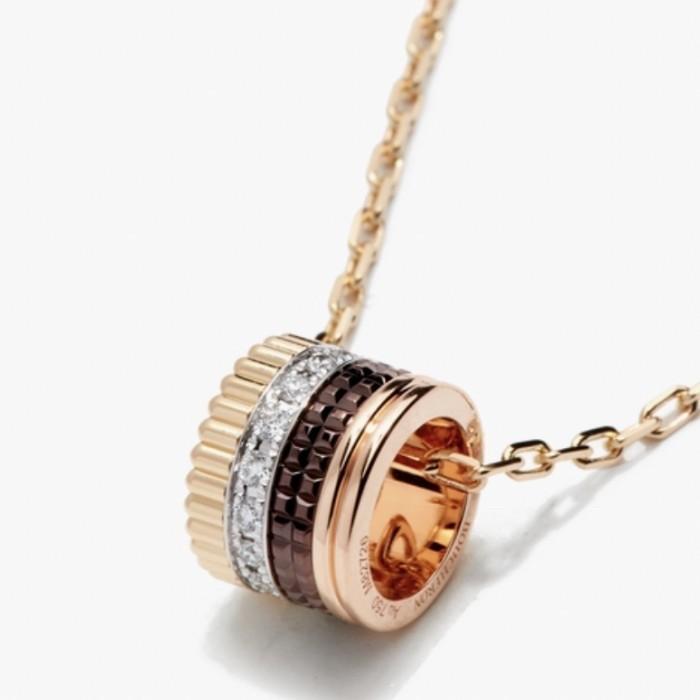 Quatre black round 18k gold pendant bouch/ kalung quatre berlian onyx-Diamond Jewelry