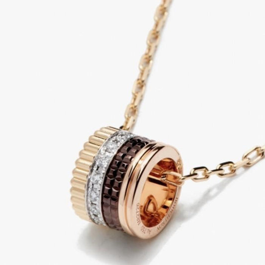 Quatre black round 18k gold pendant bouch/ kalung quatre berlian onyx-Diamond Jewelry