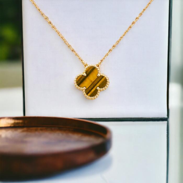 Clover Vintage Alhambra Tiger Eye Pendant 18k Gold-Diamond Jewelry-362KBD487RY-HT