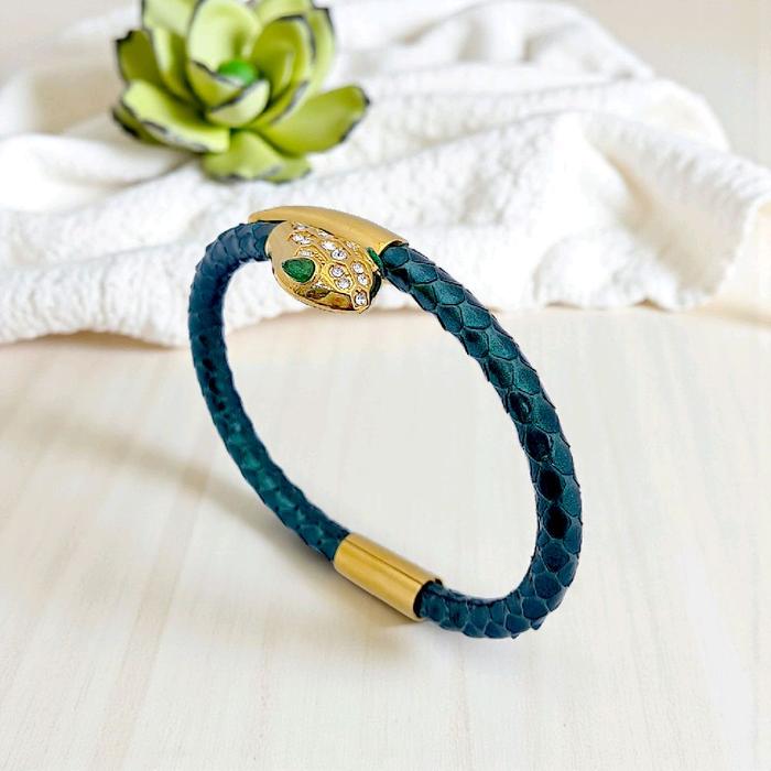 Ulo Serpenti Diamond leather Bracelet 18K / Gelang Berlian Ulo Serpenti 18K / Diamond Jewelry 1GBD15LSNEW - Gold-(SAMPLE-HT)