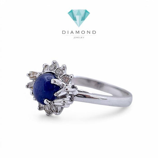 Blue Sapphire Diamond Ring 18K / Diamond Jewelry