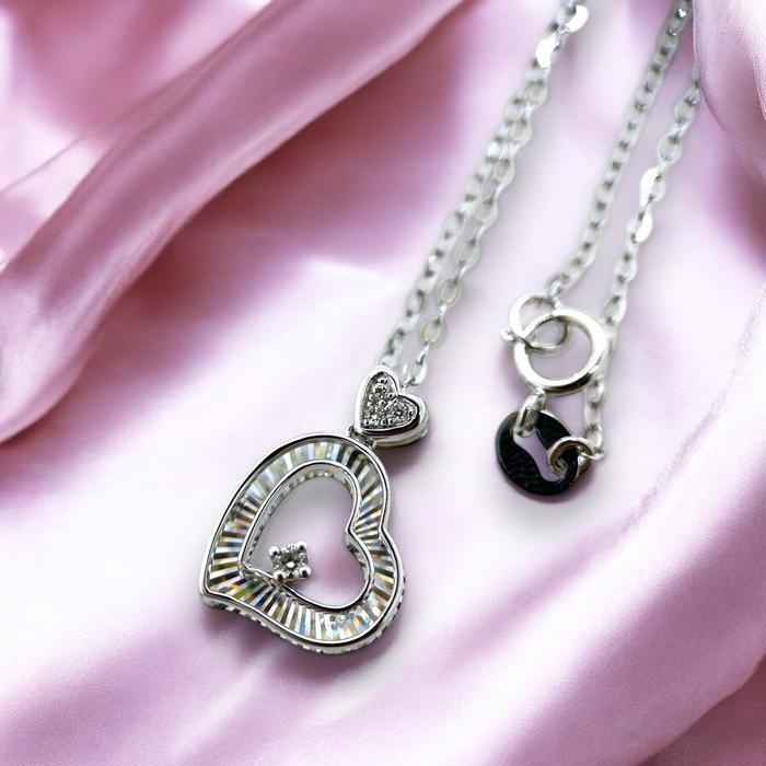 Kalung Berlian Love rainbow 18k- kalung berlian hati pelangi-Diamond Jewelry