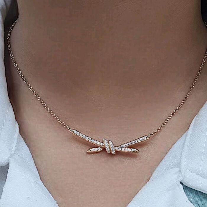 Knot Diamond Necklace 18K / Diamond Jewelry
