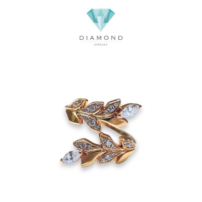 Vine Bypass Diamond Tif Ring 18k / cincin emas Vine Bypass / Diamond Jewerly-387CBDDM3943LS-HT