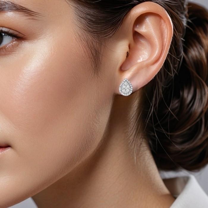 Pear Halo Diamond Earring 18k-Diamond Jewelry