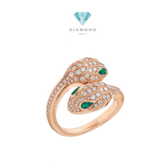 Serpenti Double Seduttori Rose Gold 18K/Cincin Berlian Ular gold-Diamond Jewelry-1CBD493LSNEW-HT