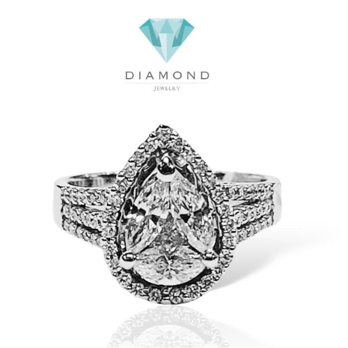 Pearshape Diamond Ring 18k white gold-Diamond Jewelry