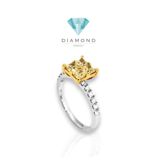 Cincin square yellow diamond ring/ cincin diamond square yellow diamond-Diamond Jewelry