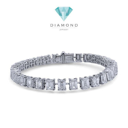 Emerald Tennis Diamond Bracelet 18K / Gelang Tennis Emerald Berlian 18K / Diamond Jewelry-1GB1845SDNEW-HT