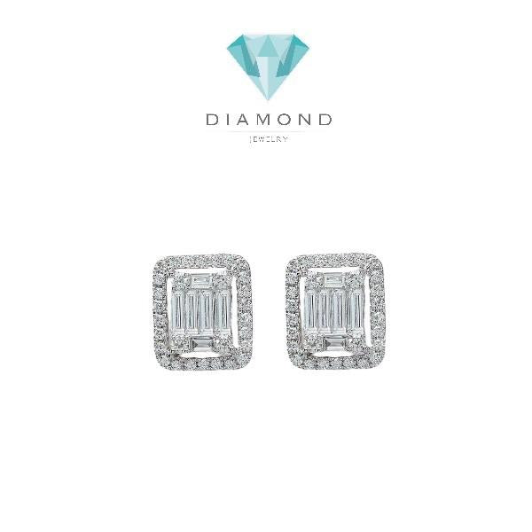 Baguette diamond jacket earring 18k -Diamond Jewelry