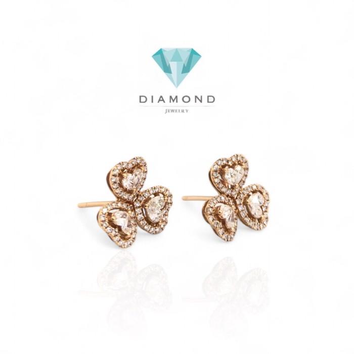 Anting Triheart Berlian Rose Gold/ Triheart clover heart diamond earring 18k-Diamond Jewelry
