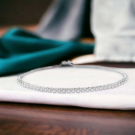 Diamond Listring bracelet 18k white gold-Diamond Jewelry
