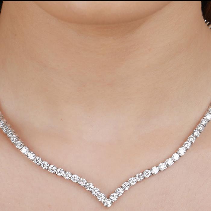 V Tennis eternity necklace Diamond -Diamond Jewelry