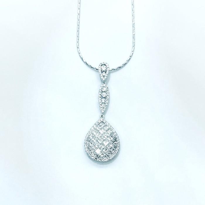 Pendant Pear Pave Diamond 18K White Gold-Diamond Jewelry