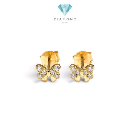 Gold Ribbon Kids with Zirconia Earring 16K / Anting Emas Anak Dengan Sirkon 16K / Diamond Jewelry / 436AMS084LS
