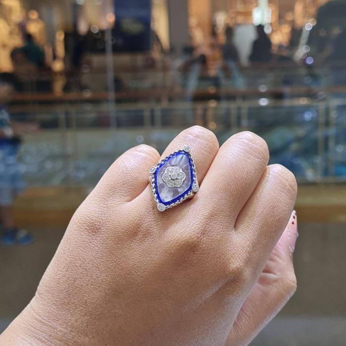 Blue Sapphire Diamond Ring 18K / Diamond Jewelry