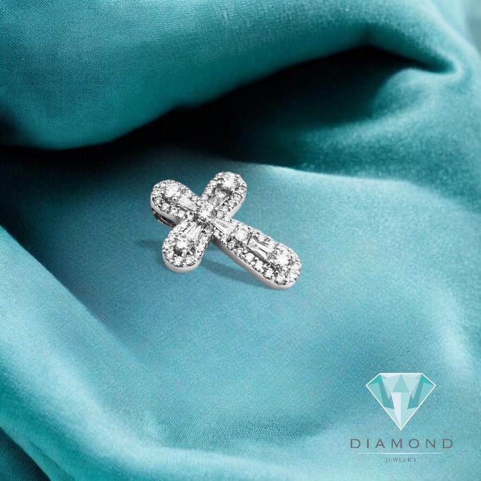 Kalung liontin salib maria/Illusion Diamond Cross Pendant18k-Diamond Jewelry