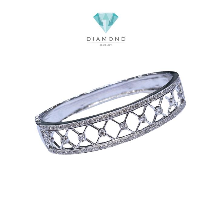 Vintage x Diamond Bangle 18k White Gold-Diamond Jewelry
