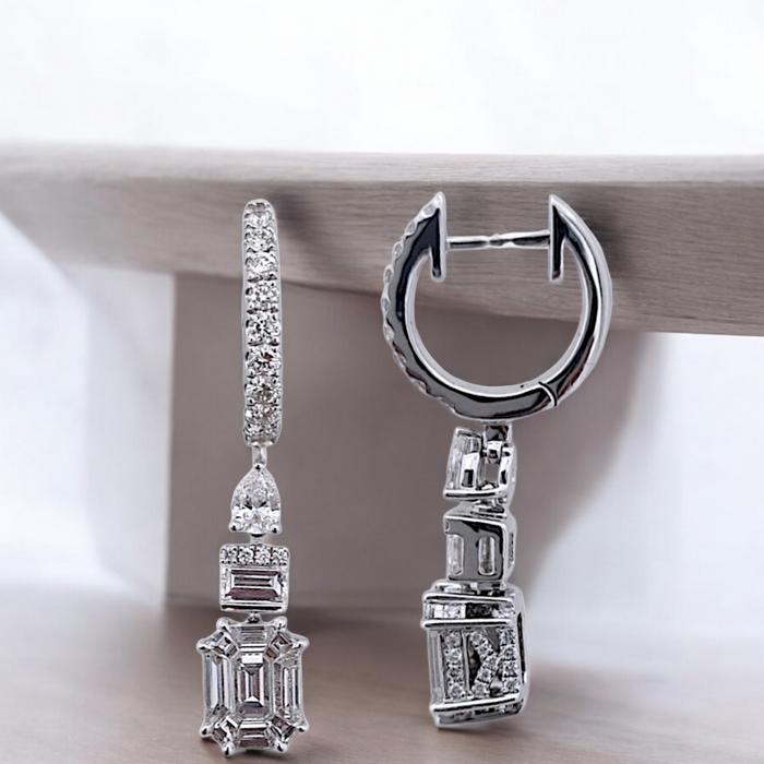 Hoop Baguette Diamond Earrings / Diamond Jewelry