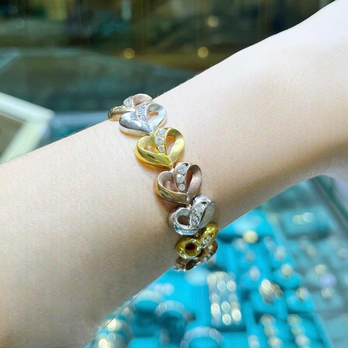 Gelang Emas 2 Warna 23K Diamond Jewelry-75GMS34WP-HT