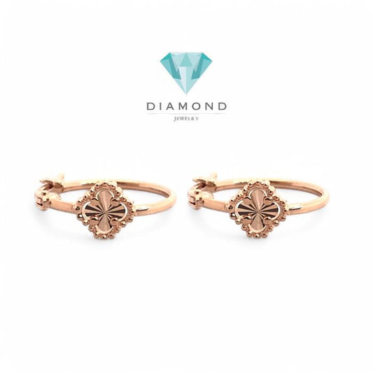 Anting Mas Clover Rose Gold 750K-Diamond Jewelry
