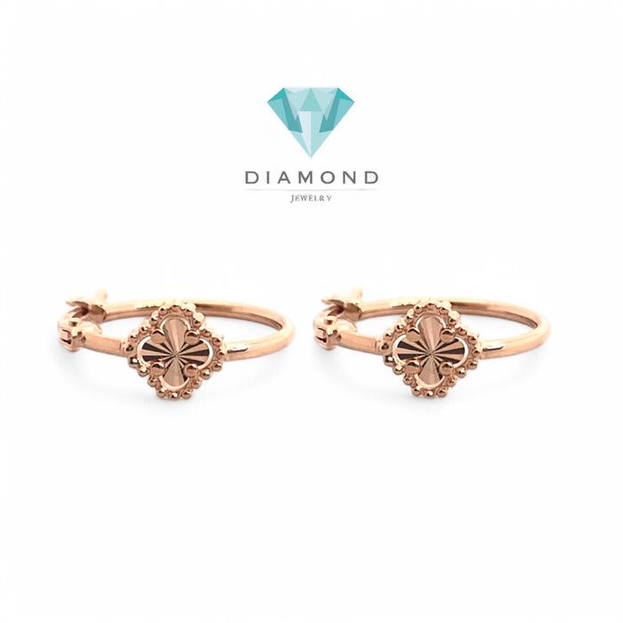 Anting Mas Clover Rose Gold 750K-Diamond Jewelry