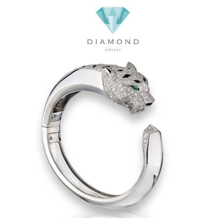 Panther big bangleemerald diamond 18k -Diamond Jewelry