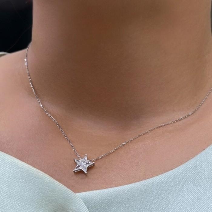 Star Diamond Pendant/Kalung Berlian Model Bintang 18K / Diamond Jewelry
