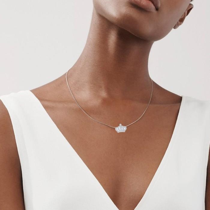 Crown Diamond Necklace 18K White Gold Diamond Jewelry-90LBM1100WPLS-HT
