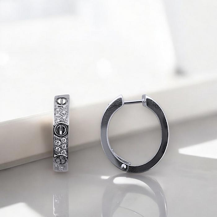 Love CRT Diamond Earrings duo hoop / Diamond Jewelry