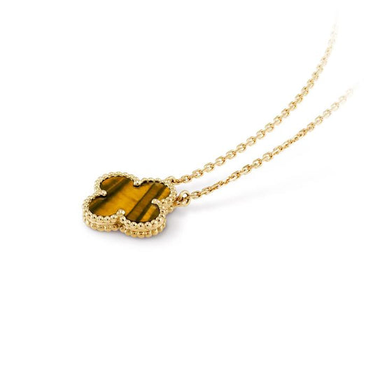 Clover Vintage Alhambra Tiger Eye pendant 18k Gold-Diamond Jewelry