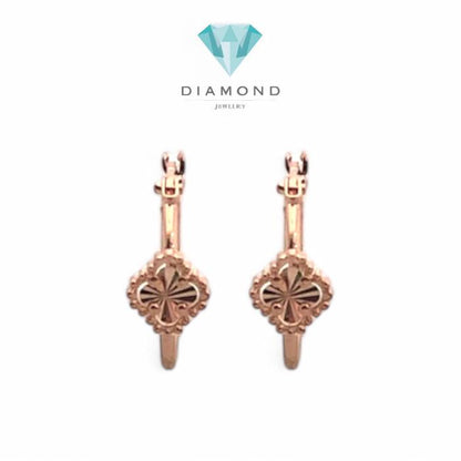 Anting Mas Clover Rose Gold 750K-Diamond Jewelry