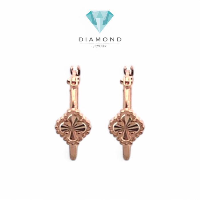 Anting Mas Clover Rose Gold 750K-Diamond Jewelry