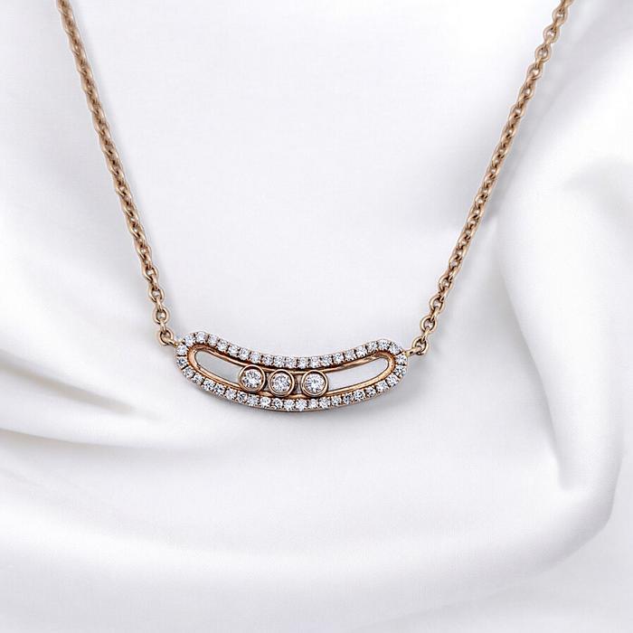 Diamond necklace movable sliding messika movable roundsmile 18k-Diamond Jewelry-18KB612LSWP