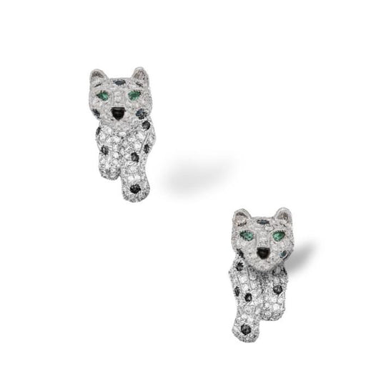 Panthere earring Diamond onyx emerald gold 18K Diamond Jewelry-17ABGT1250WPLS