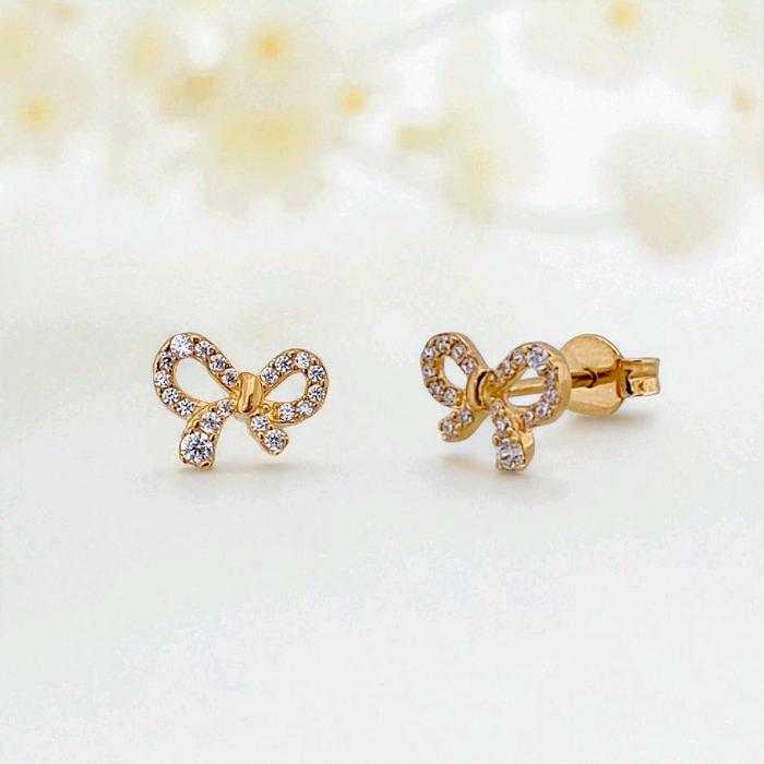 Ribbon Gold Earring 700K / Anting Emas Pita 700K / Diamond Jewelry 420AMS125LS-HT