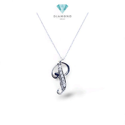 White Gold Letter P Pendants 18K / Liontin Emas Putih Huruf P 18K / Diamond Jewelry / 266LMSLS2