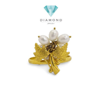 Cincin Emas Mutiara 23K-Diamond Jewelry- 143CMSWP5-HT