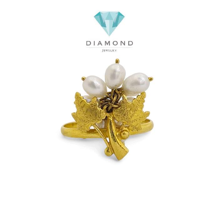 Cincin Emas Mutiara 23K-Diamond Jewelry- 143CMSWP5-HT