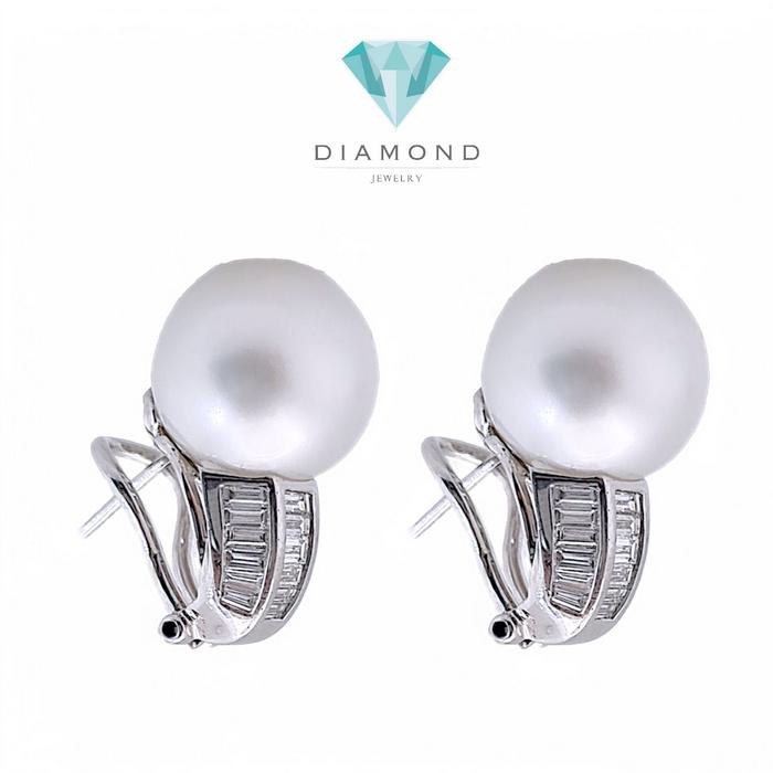 Pearl Diamond Earrings 18K / Diamond Jewelry