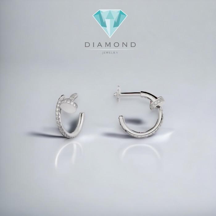Pave diamond earring juste 18k white gold -Diamond Jewelry