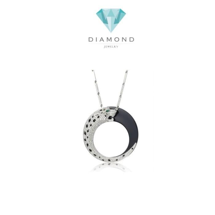 Panthere onyx pendant Diamond and onyx white hold 18 K Diamond Jewelry