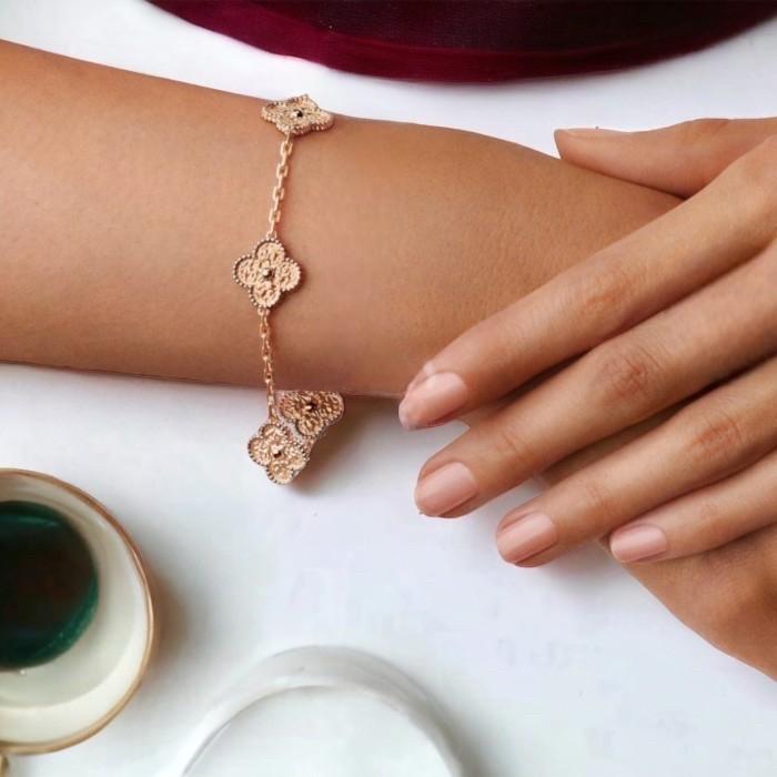 Vca Vintage/sweet alhambra gold bracelet 18K Gold Diamond Jewelry