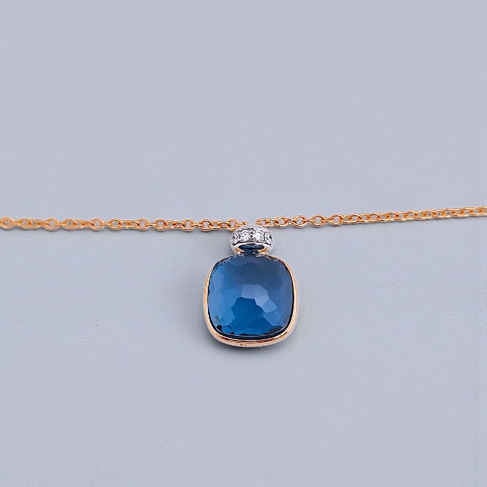 Turquoise Diamond Necklace 18K / Kalung Batu Turquoise Berlian 18K / Diamond Jewelry 137KBD86000AB HT