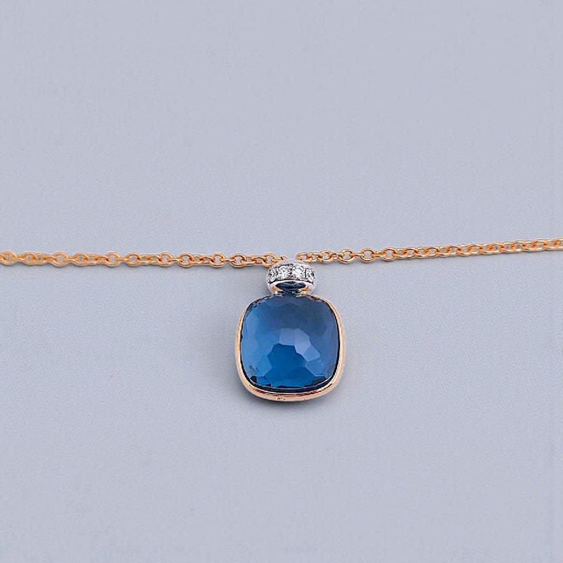Turquoise Diamond Necklace 18K / Kalung Batu Turquoise Berlian 18K / Diamond Jewelry 137KBD86000AB HT