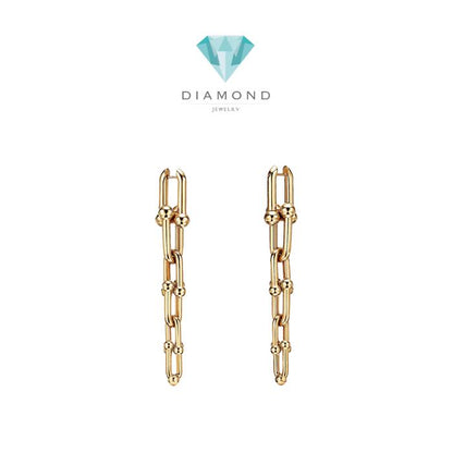 T hardware earring long 18K Gold Diamond Jewelry