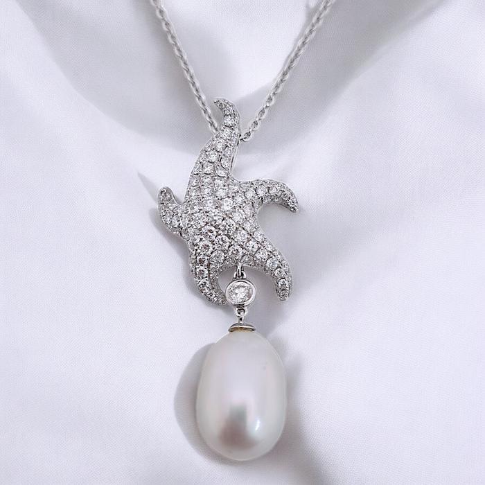 Liontin Star Diamond Pearl 18K / Diamond Jewelry