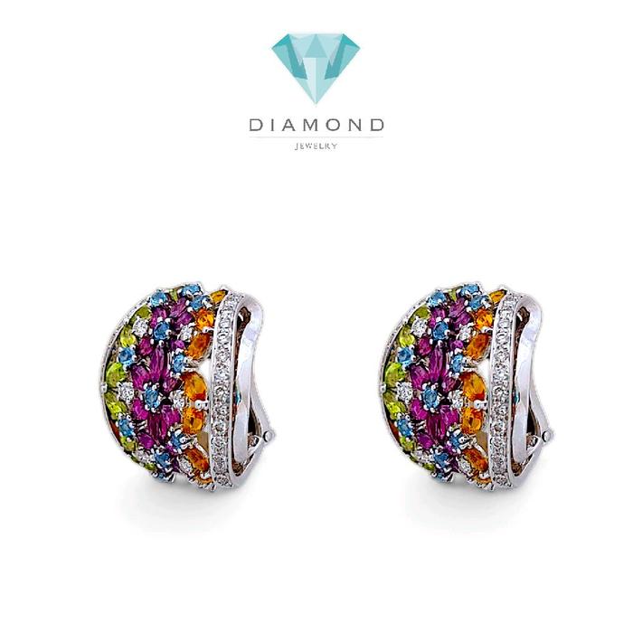 Flower Diamond Stud Earring 18K / Diamond Jewelry 4BAKV34660WP