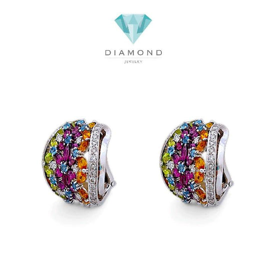 Flower Diamond Stud Earring 18K / Diamond Jewelry 4BAKV34660WP